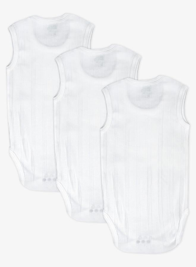 Babies Basic Pack of 3 - Super Combed Cotton Sleeveless Bodysuit - Image 5